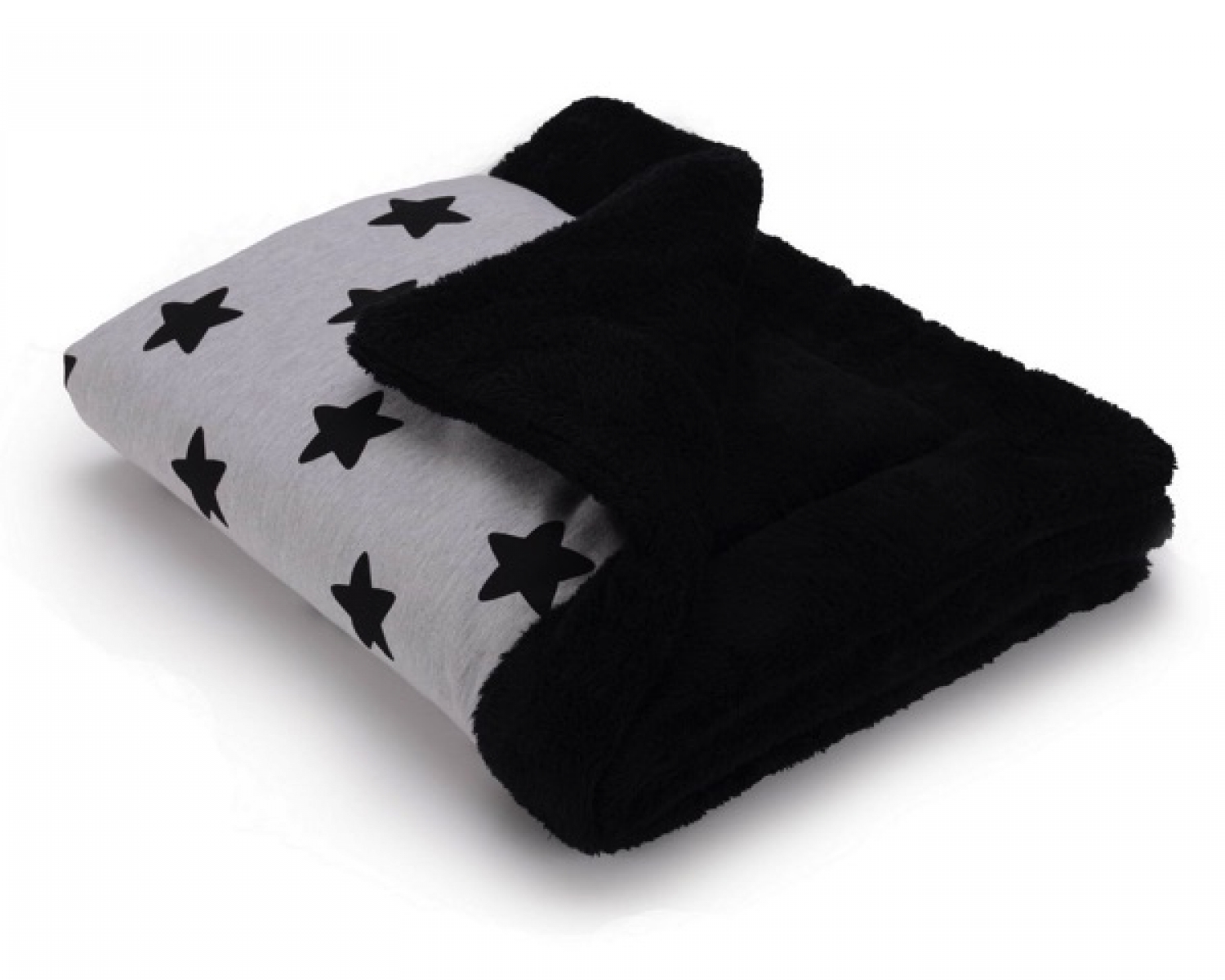 Теплый плед Cottonmoose KO 743/29/74 black star cotton jersey (светло-серый (черные звезды) с черным)