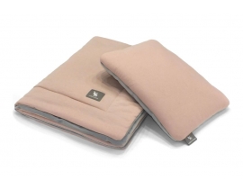 Плед с подушкой Cottonmoose Cotton Velvet 408/113/117 powder pink cotton jersey velvet gray (розовая пудра с серым (бархат))