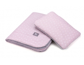 Плед с подушкой Cottonmoose Cotton Velvet 408/132/117 rain pink cotton velvet gray (розовый (капли) с серым (бархат))